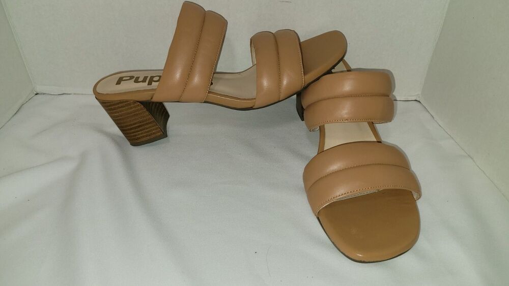 Hush Puppies Open Toe Sandals Block Heel 2.5" Comfort Tan Women's Size 11M